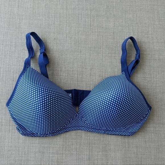 Warner's t-shirt bra navy blue polkadot 36C c061 - Picture 6 of 8